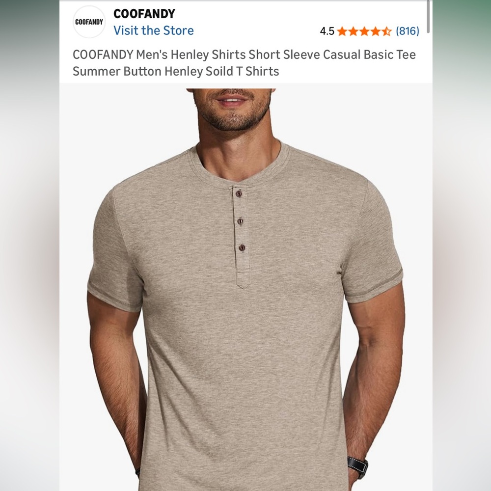 Men's Beige Henley Shirt